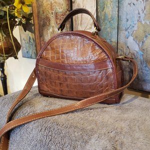 Rare BRAHMIN Brown Leather Crossbody Handbag